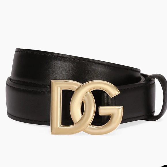 Dolce & Gabbana Accessories - Dolce & Gabbana Black Leather Belt with Gold DG Buckle